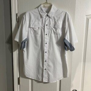 Reel Legends Men's White Short Sleeve Vented Fishing Shirt Medium